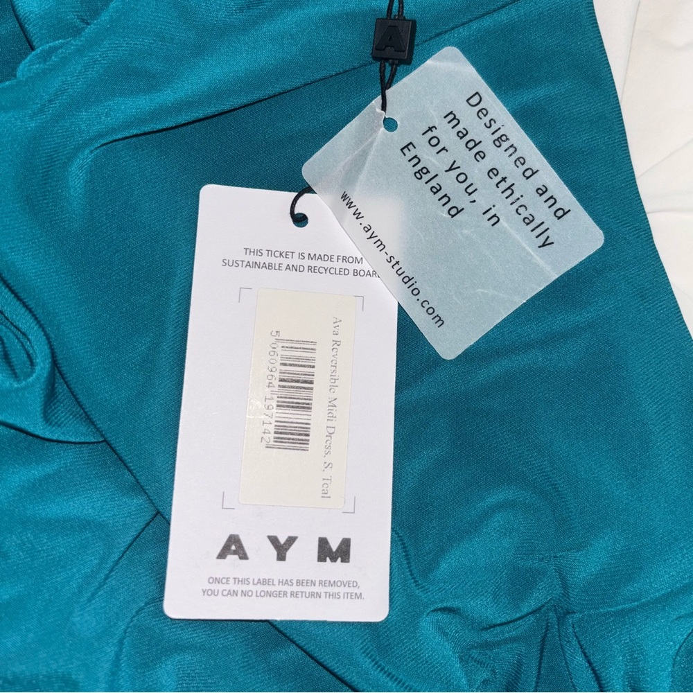 NWT AYM Ava Reversible Midi Dress • Teal • Corset Back • Double Lined • Size S - Picture 5 of 5